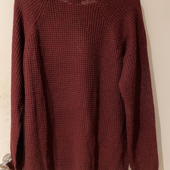 XL Maroon waffle knit sweater - Picture 2 of 3